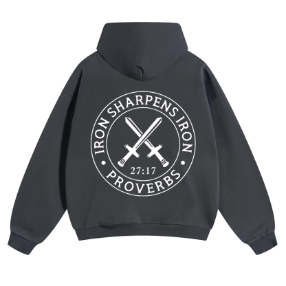 Iron Sharpens Iron PRVOERBS 27:17 Christian Unisex Solid Color Hoodie wearishow