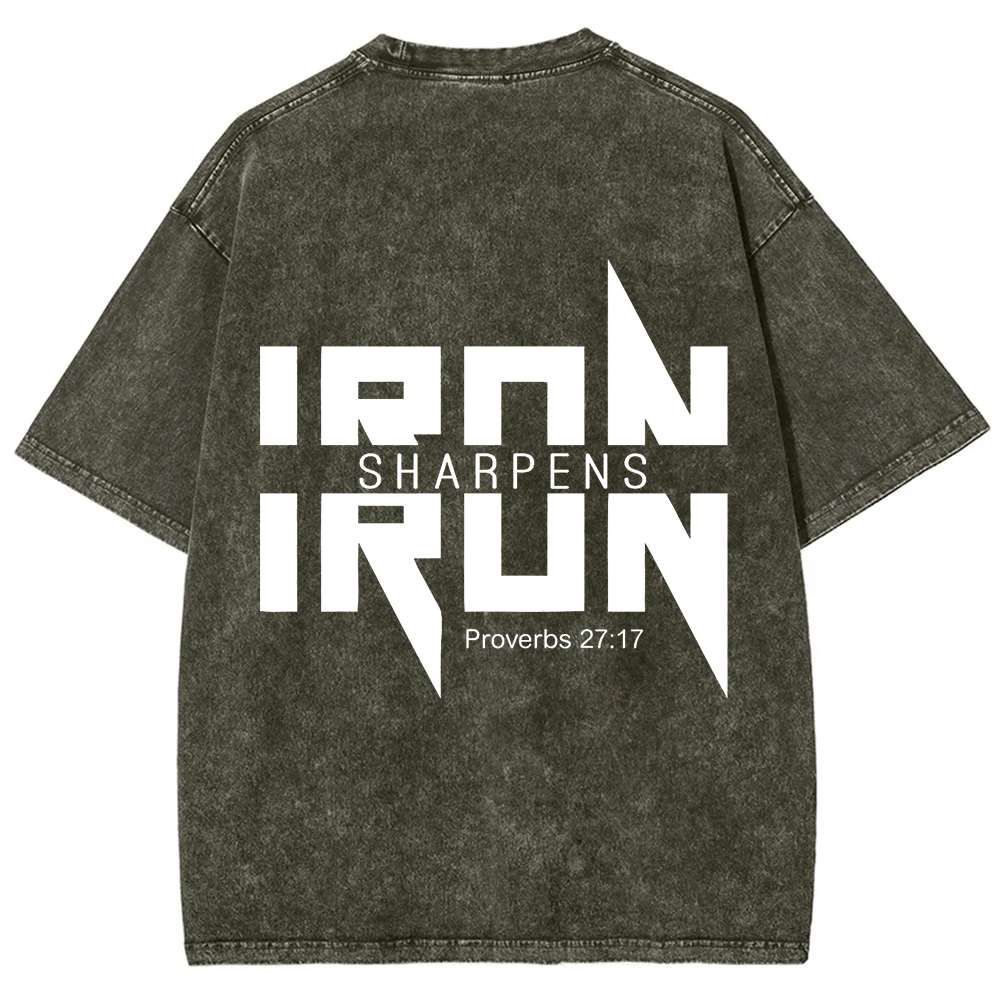 Iron Sharpens Iron Christian Unisex Fit Washed T-Shirt