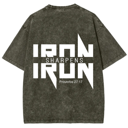 Iron Sharpens Iron Christian Unisex Fit Washed T-Shirt