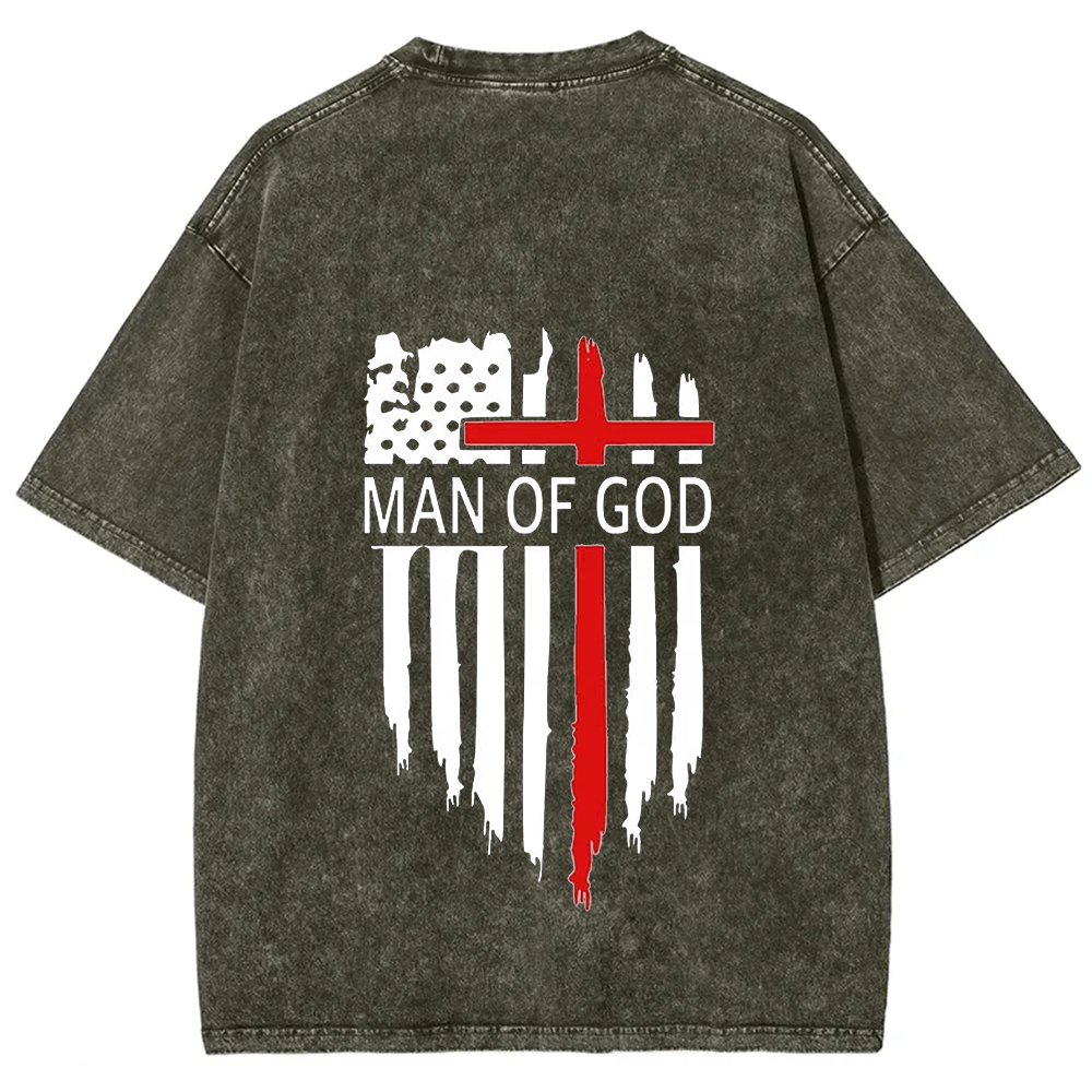 Man Of God Chrsitian Unisex Fit Washed T-Shirt