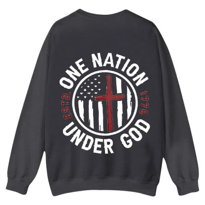 One Nation Under God ESTD 1776 Casual Crewneck Sweatshirt wearishow
