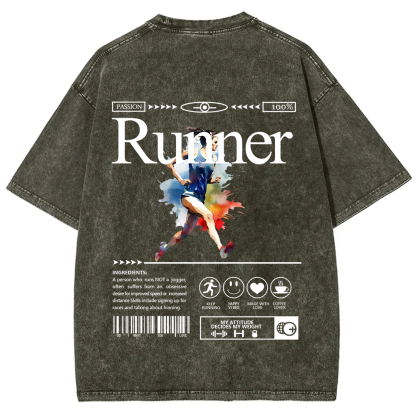 Runner Unisex Fit Washed T-Shirt