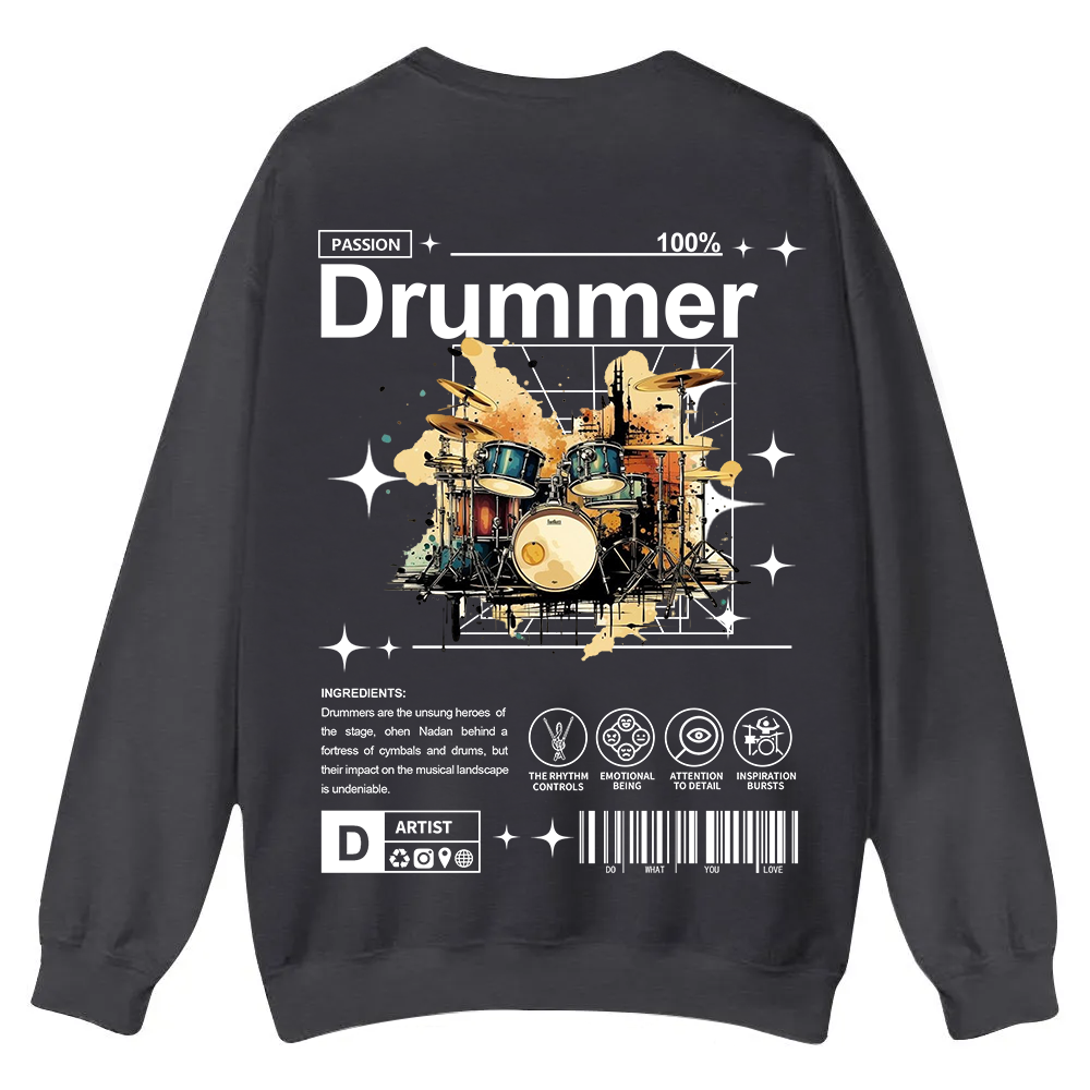 Drummer Casual Crewneck Sweatshirt wearishow
