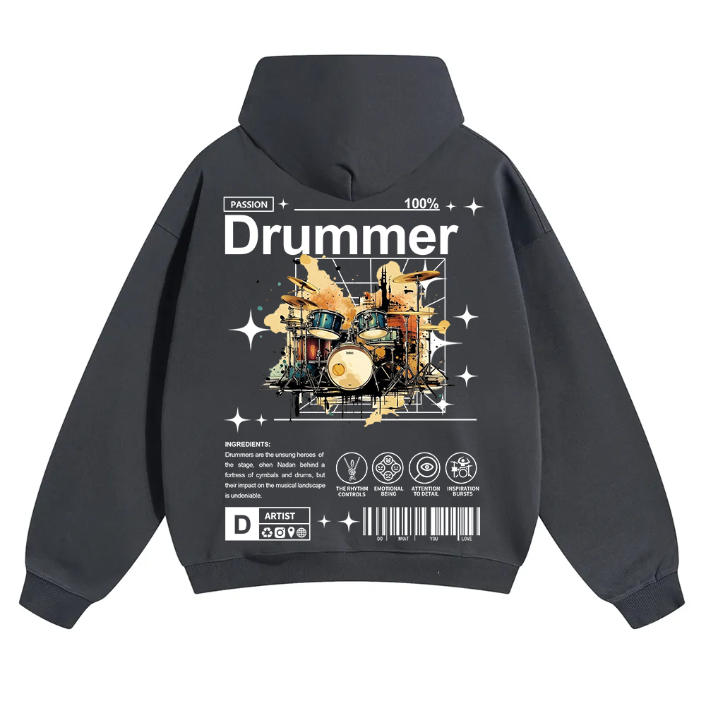 Drummer Unisex Solid Color Hoodie wearishow