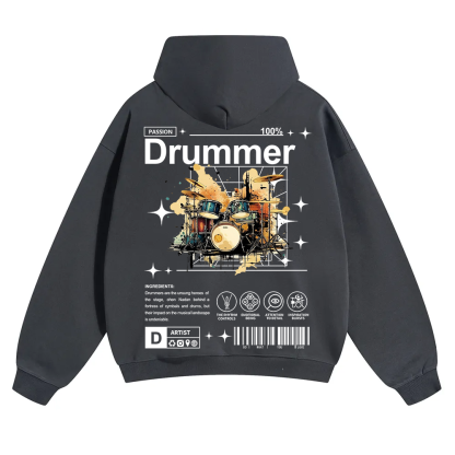 Drummer Unisex Solid Color Hoodie wearishow