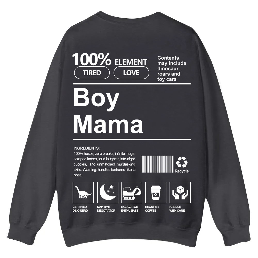 Boy Mama Casual Crewneck Sweatshirt wearishow
