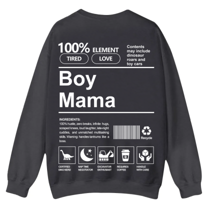 Boy Mama Casual Crewneck Sweatshirt wearishow