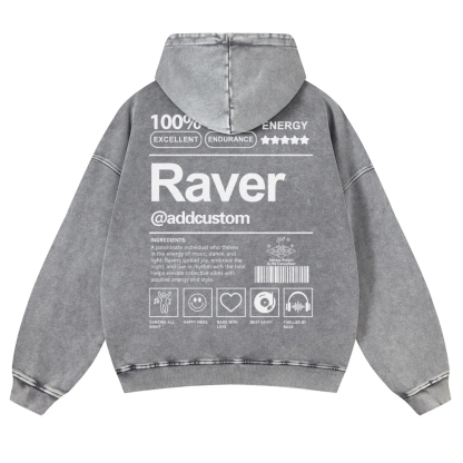 Addcustom Raver Casual Washed Hoodie wearishow