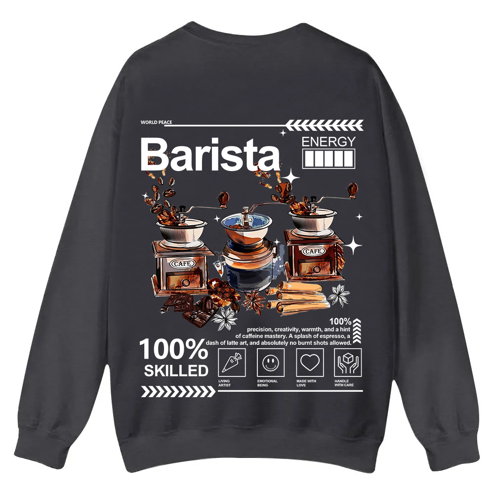 Barista Casual Crewneck Sweatshirt wearishow