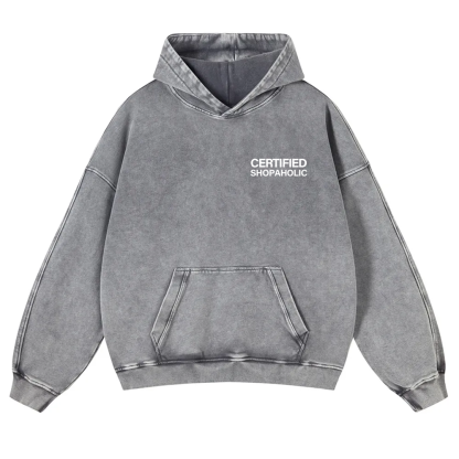 Certified Shopaholic Washed Hoodie wearishow
