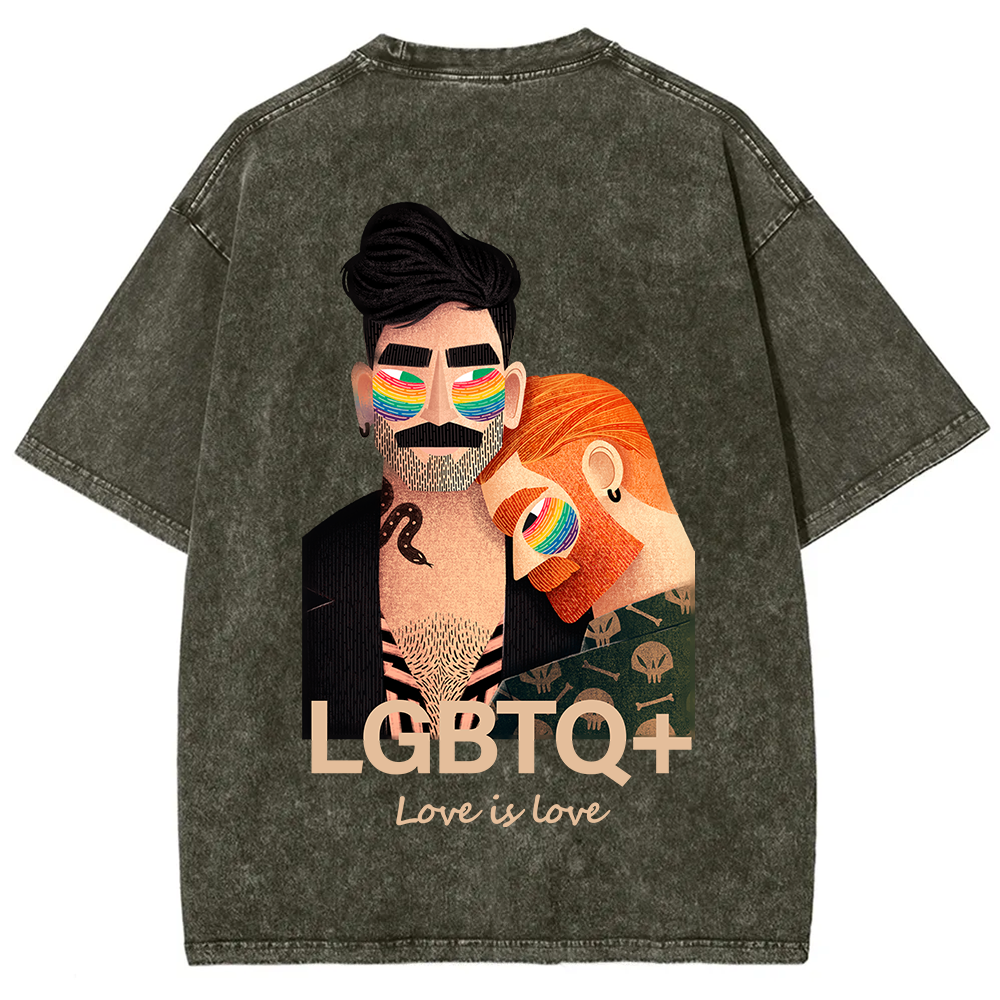 Lgbtq+ Love Is Love Unisex Fit Washed T-Shirt