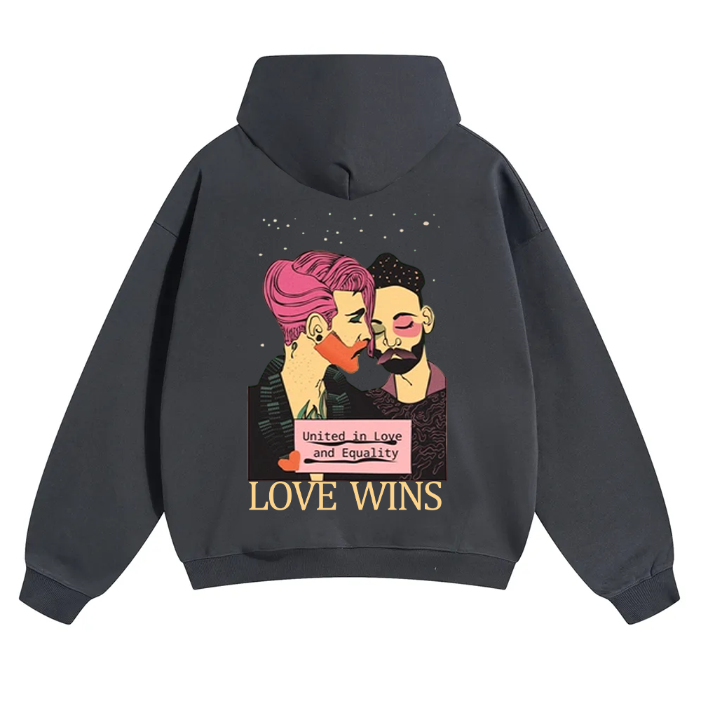 United in Love and Equality Love Wins Unisex Solid Color Hoodie wearishow