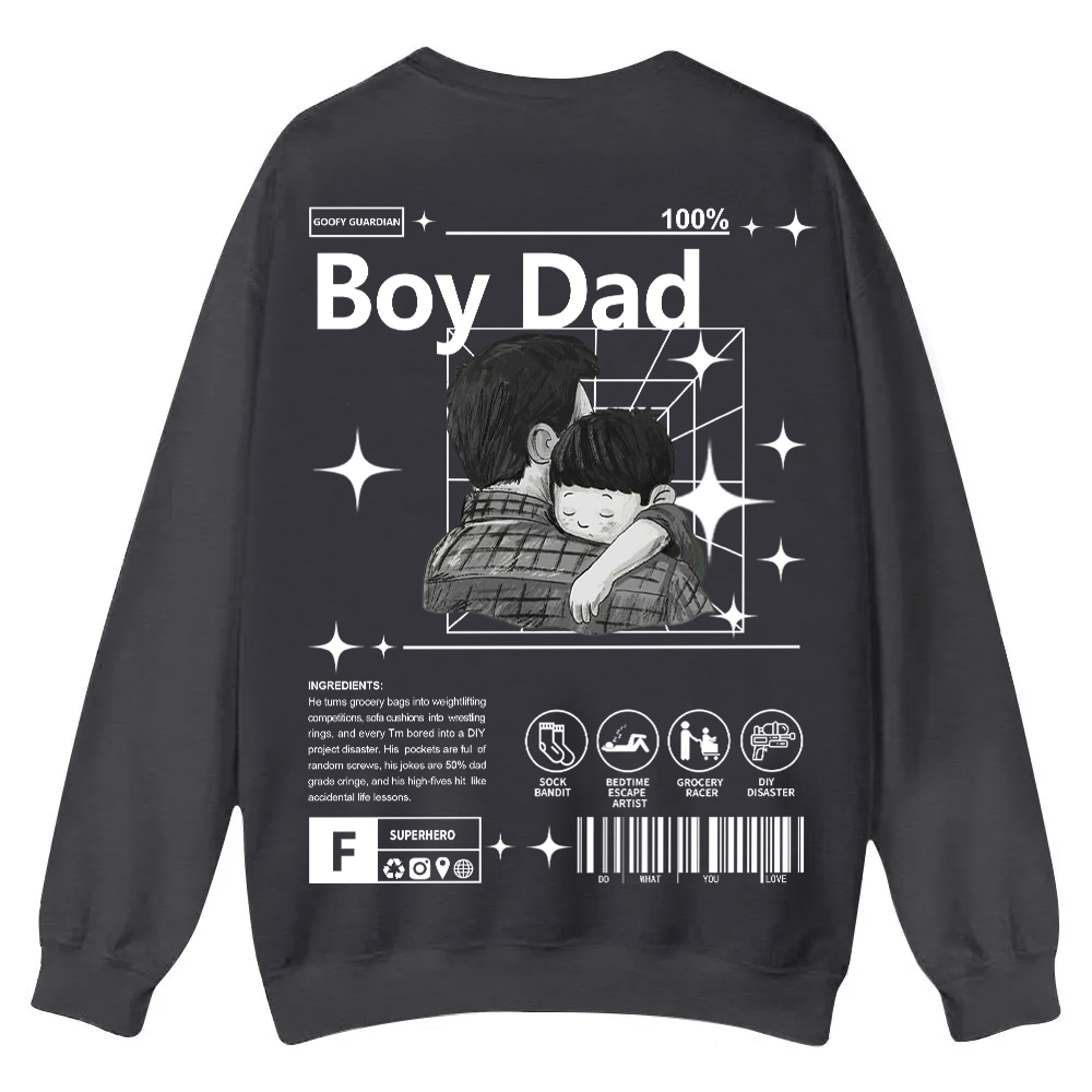 Boy Dad Casual Crewneck Sweatshirt wearishow