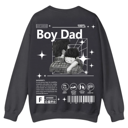 Boy Dad Casual Crewneck Sweatshirt wearishow