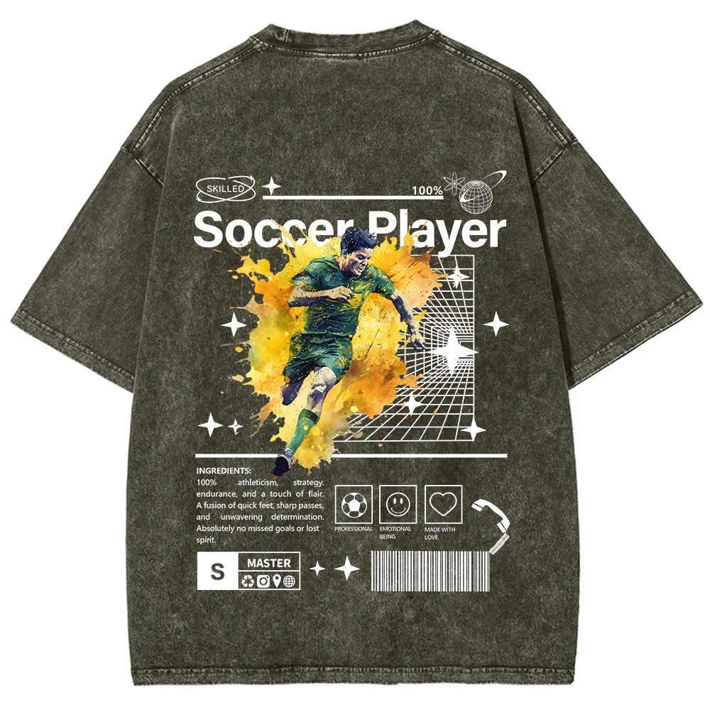Soccer Player Unisex Fit Washed T-Shirt