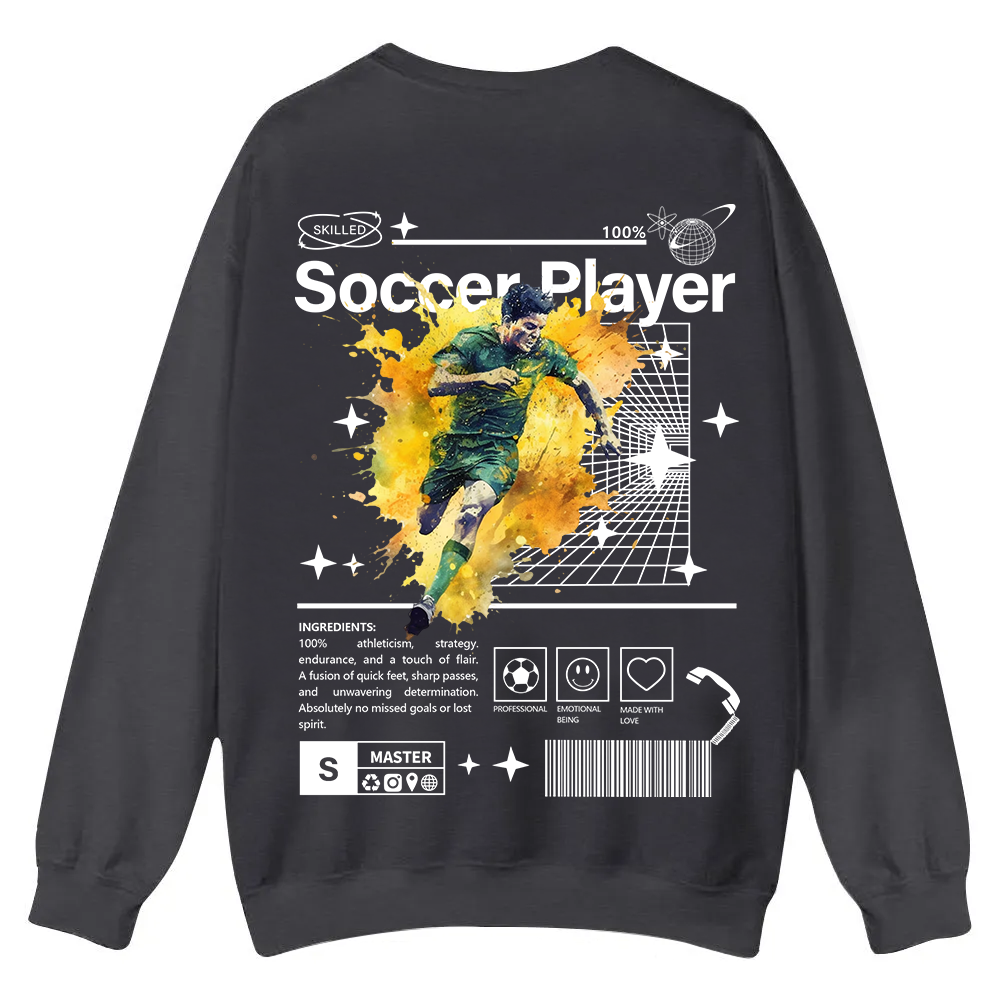 Soccer Player Casual Crewneck Sweatshirt wearishow