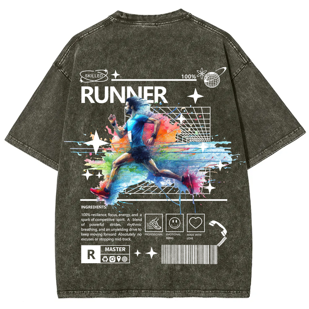 Runner Unisex Fit Washed T-Shirt