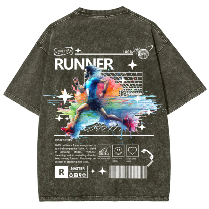 Runner Unisex Fit Washed T-Shirt