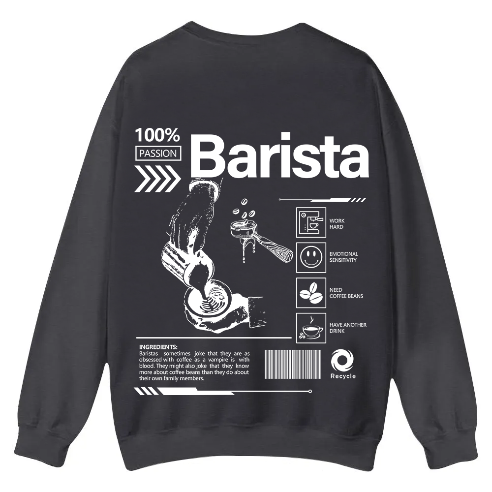 Barista Casual Crewneck Sweatshirt wearishow