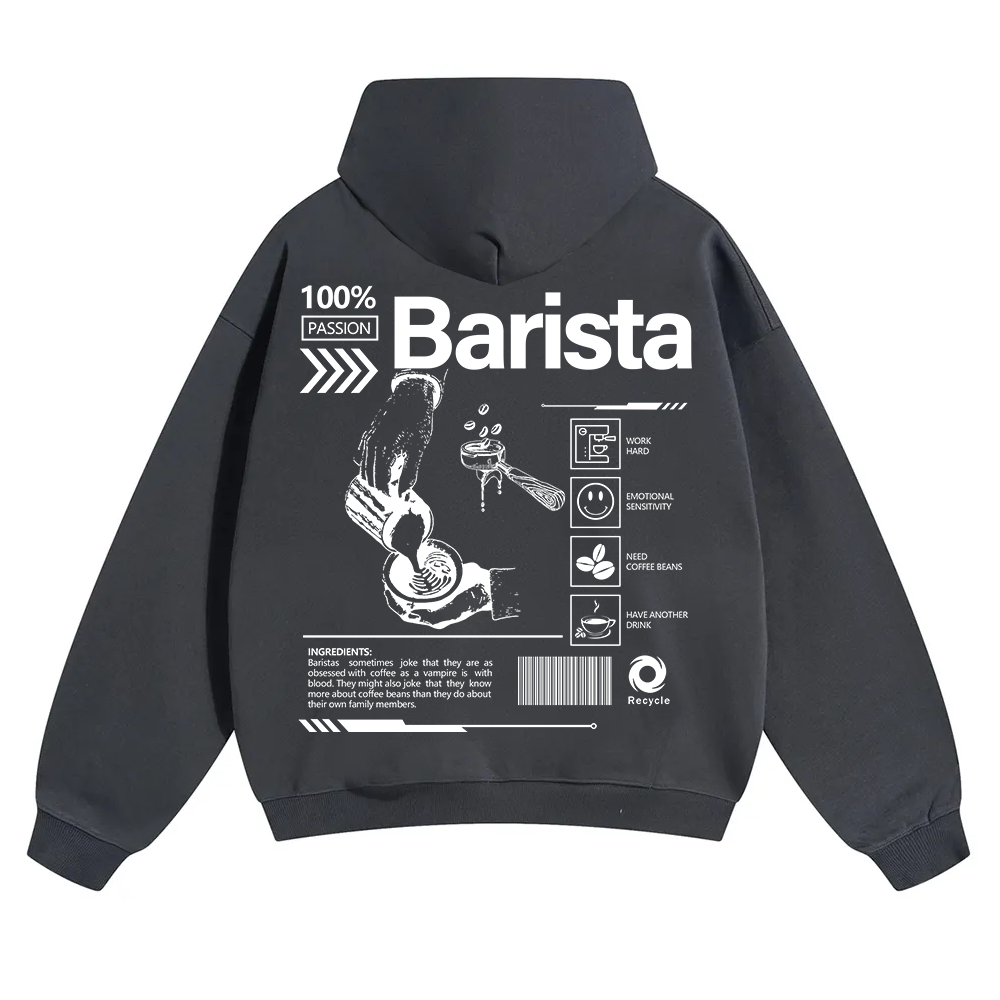 Barista Unisex Solid Color Hoodie wearishow