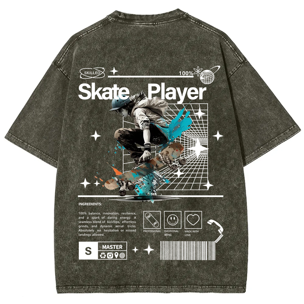 Skate Player  Unisex Fit Washed T-Shirt