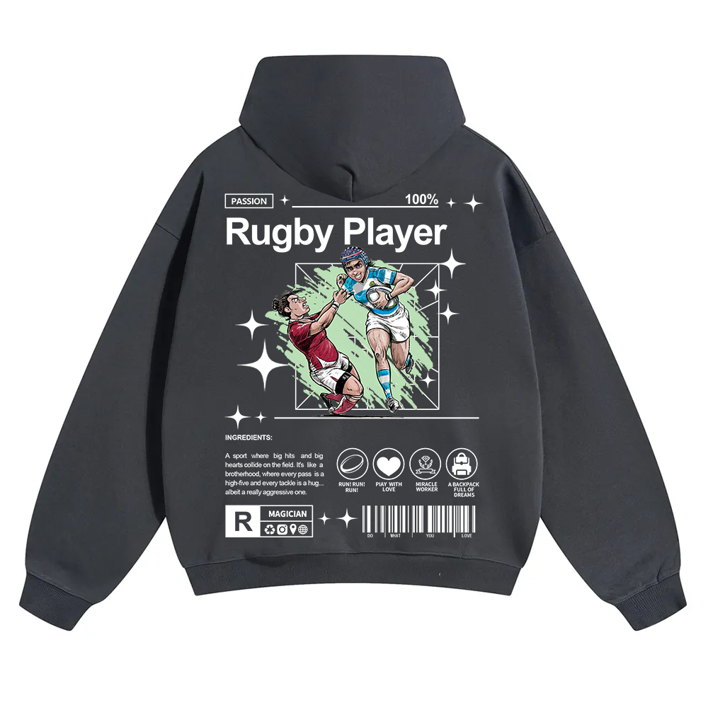 Rugby Player Unisex Solid Color Hoodie wearishow