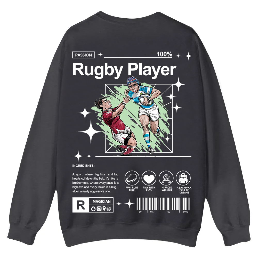 Rugby Player Casual Crewneck Sweatshirt wearishow