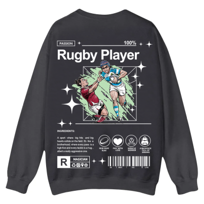 Rugby Player Casual Crewneck Sweatshirt wearishow