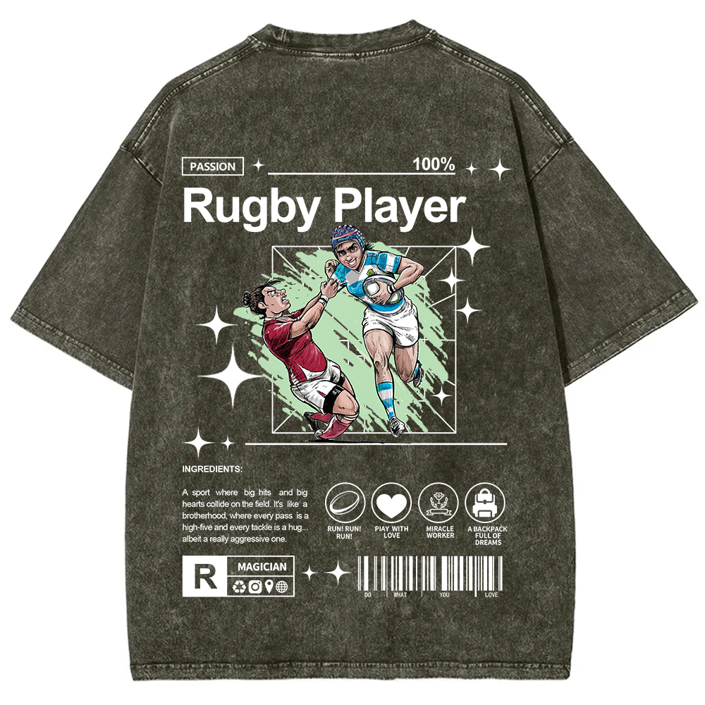 Rugby Player Unisex Fit Washed T-Shirt