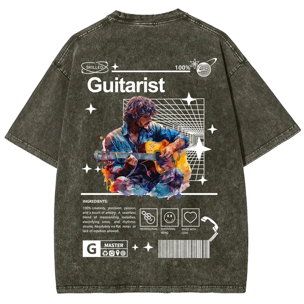 Guitarist Unisex Fit Washed T-Shirt