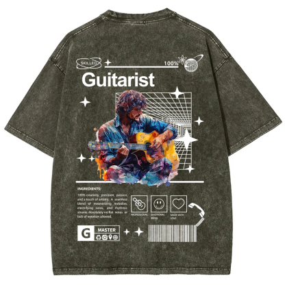 Guitarist Unisex Fit Washed T-Shirt