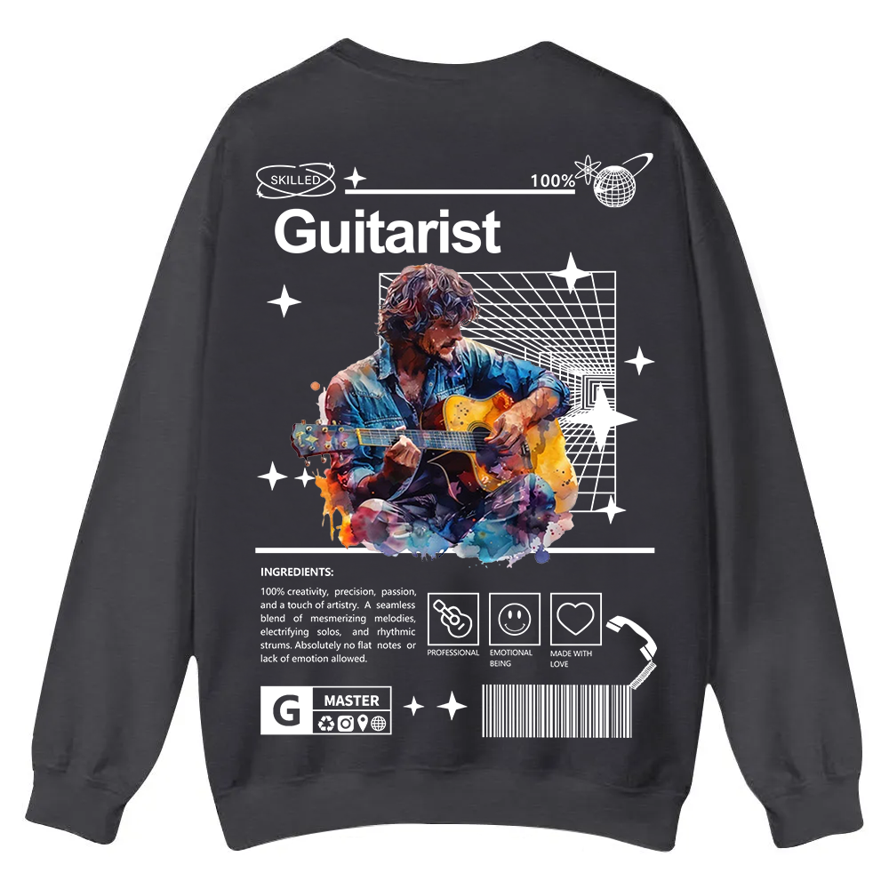 Guitarist Casual Crewneck Sweatshirt wearishow
