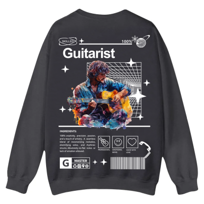 Guitarist Casual Crewneck Sweatshirt wearishow