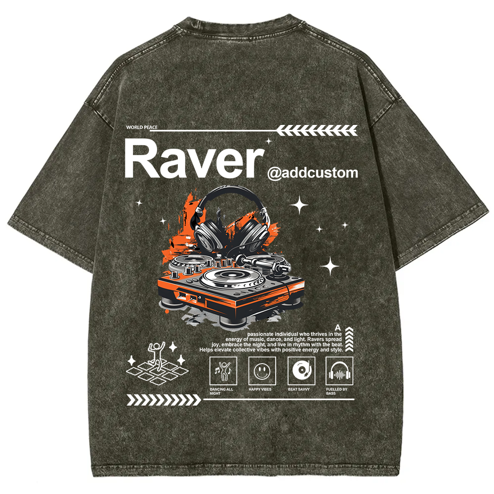 Addcustom Raver Unisex Fit Washed T-Shirt