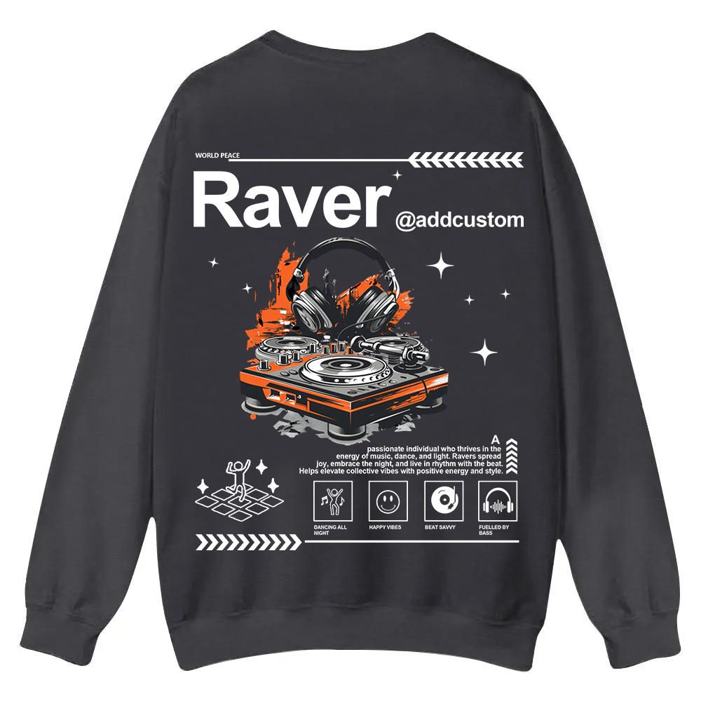 Addcustom Raver Casual Crewneck Sweatshirt wearishow