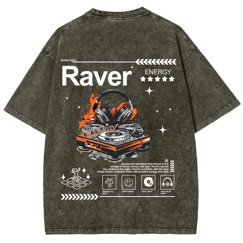 Raver Unisex Fit Washed T-Shirt