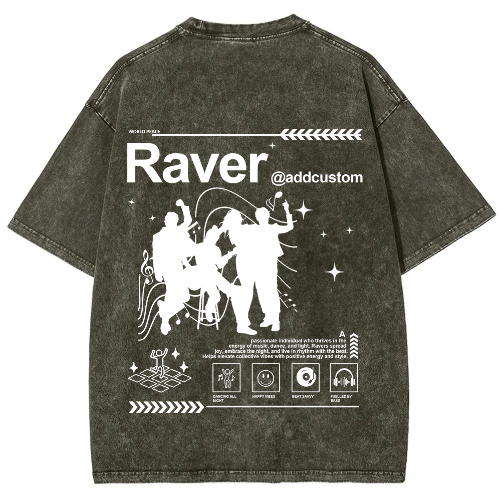 Addcustom Raver Unisex Fit Washed T-Shirt
