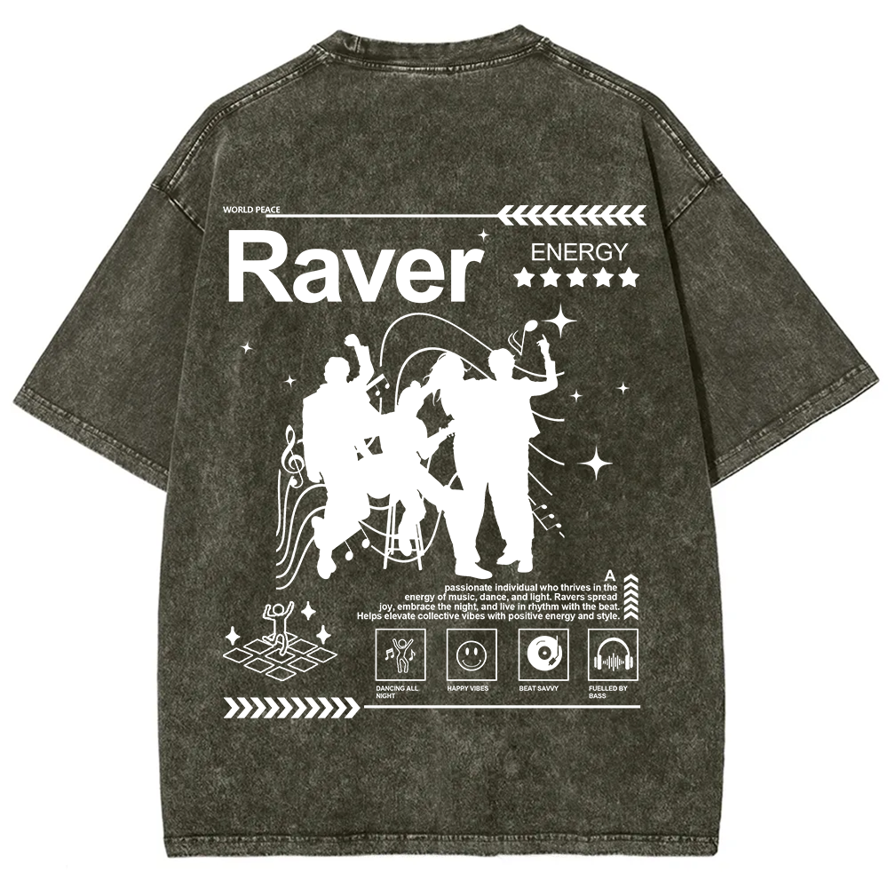 Raver Unisex Fit Washed T-Shirt