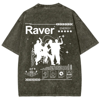 Raver Unisex Fit Washed T-Shirt