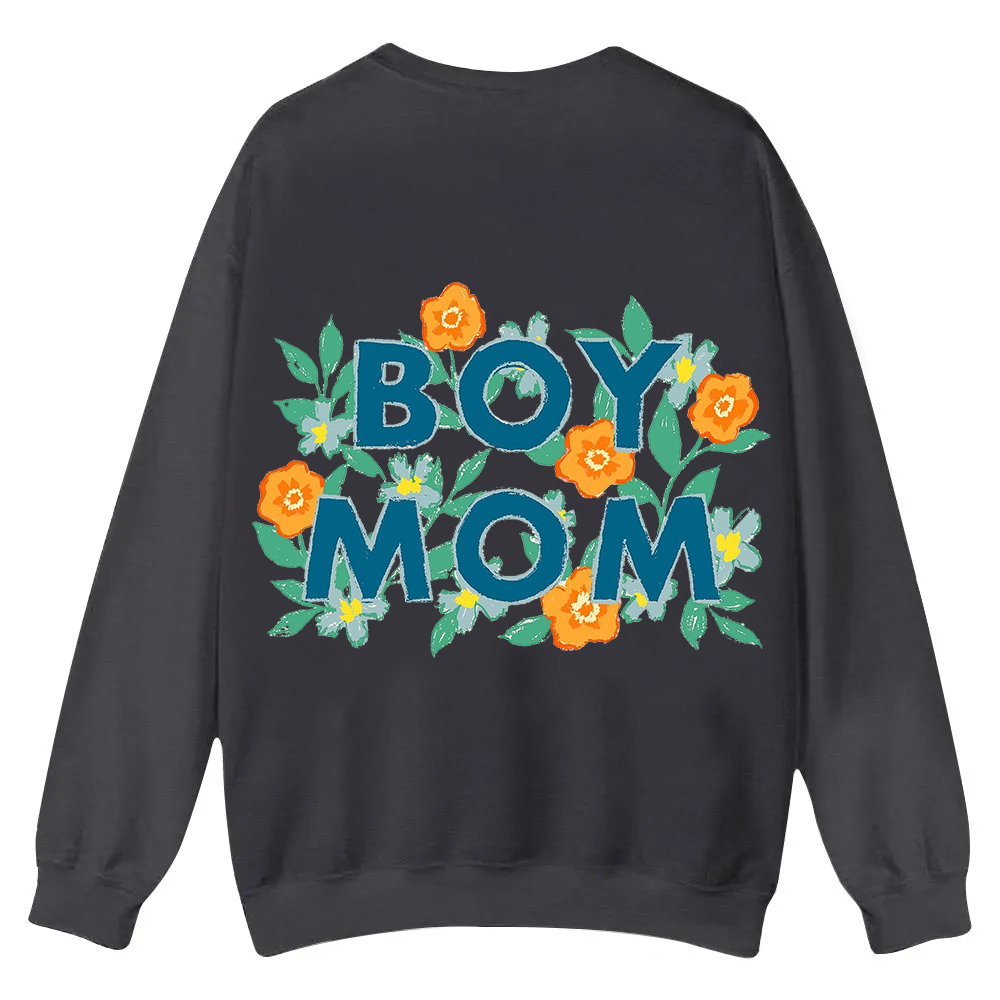 Boy Mom Casual Crewneck Sweatshirt wearishow