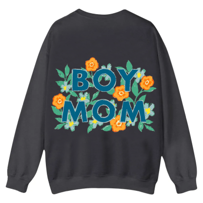 Boy Mom Casual Crewneck Sweatshirt wearishow
