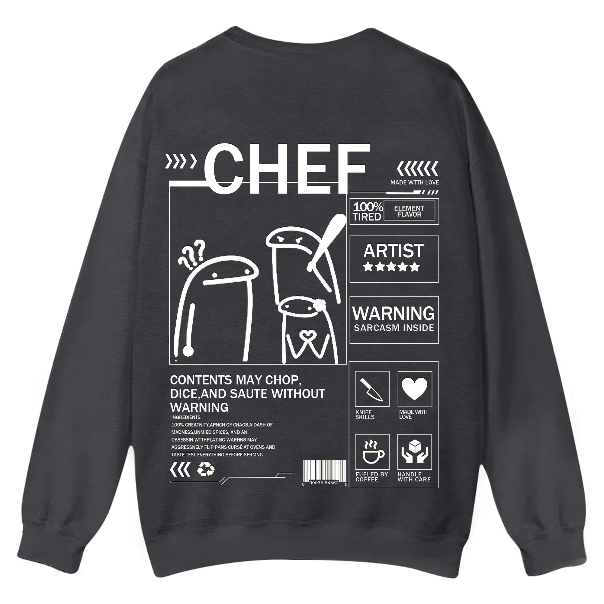 Chef Solid Color Unisex Casual Crewneck Sweatshirt
