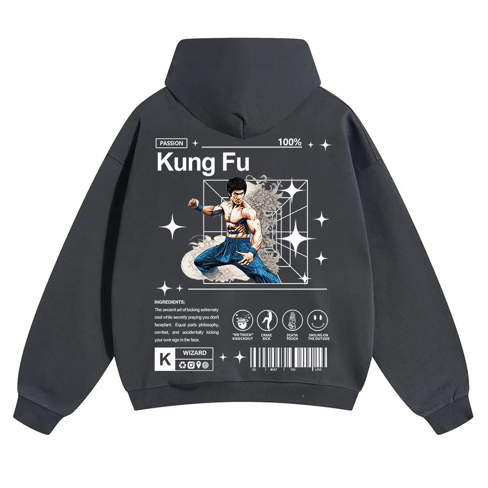 Kung Fu Unisex Solid Color Hoodie wearishow