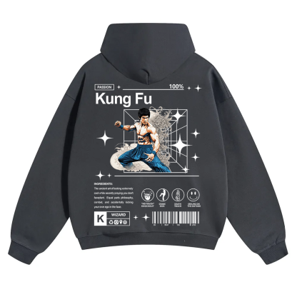 Kung Fu Unisex Solid Color Hoodie wearishow