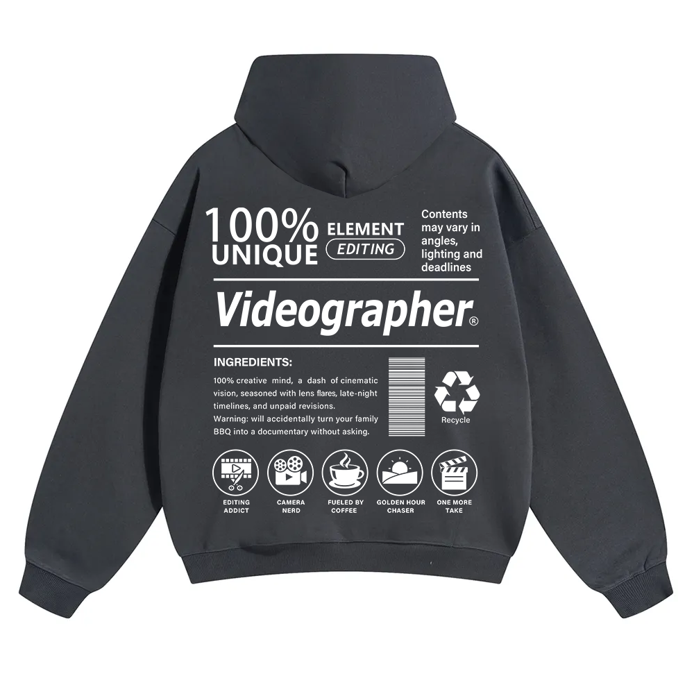 Videographer Unisex Solid Color Hoodie wearishow