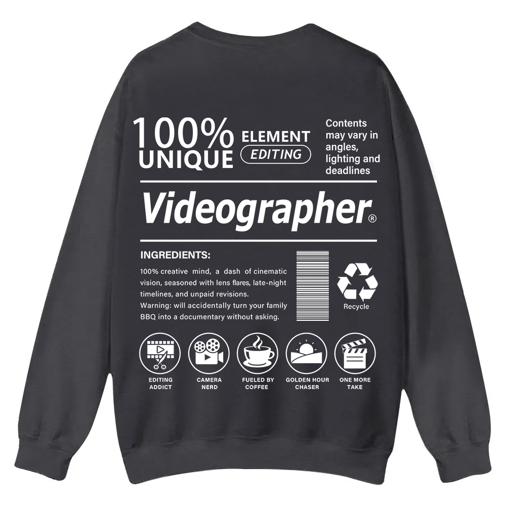 Videographer Casual Crewneck Sweatshirt wearishow wearishow