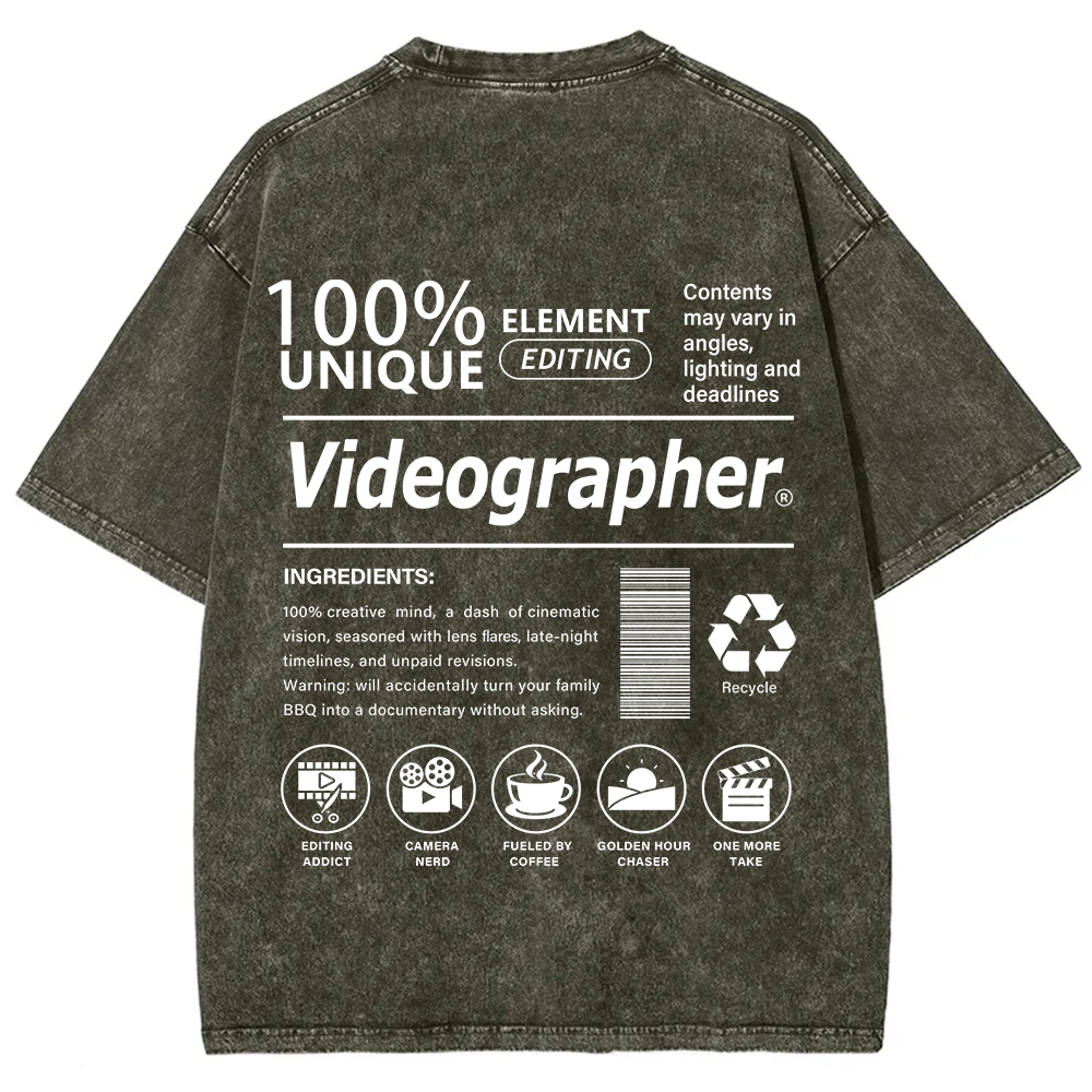 Videographer Unisex Fit Washed T-Shirt