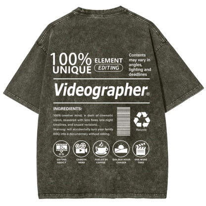 Videographer Unisex Fit Washed T-Shirt