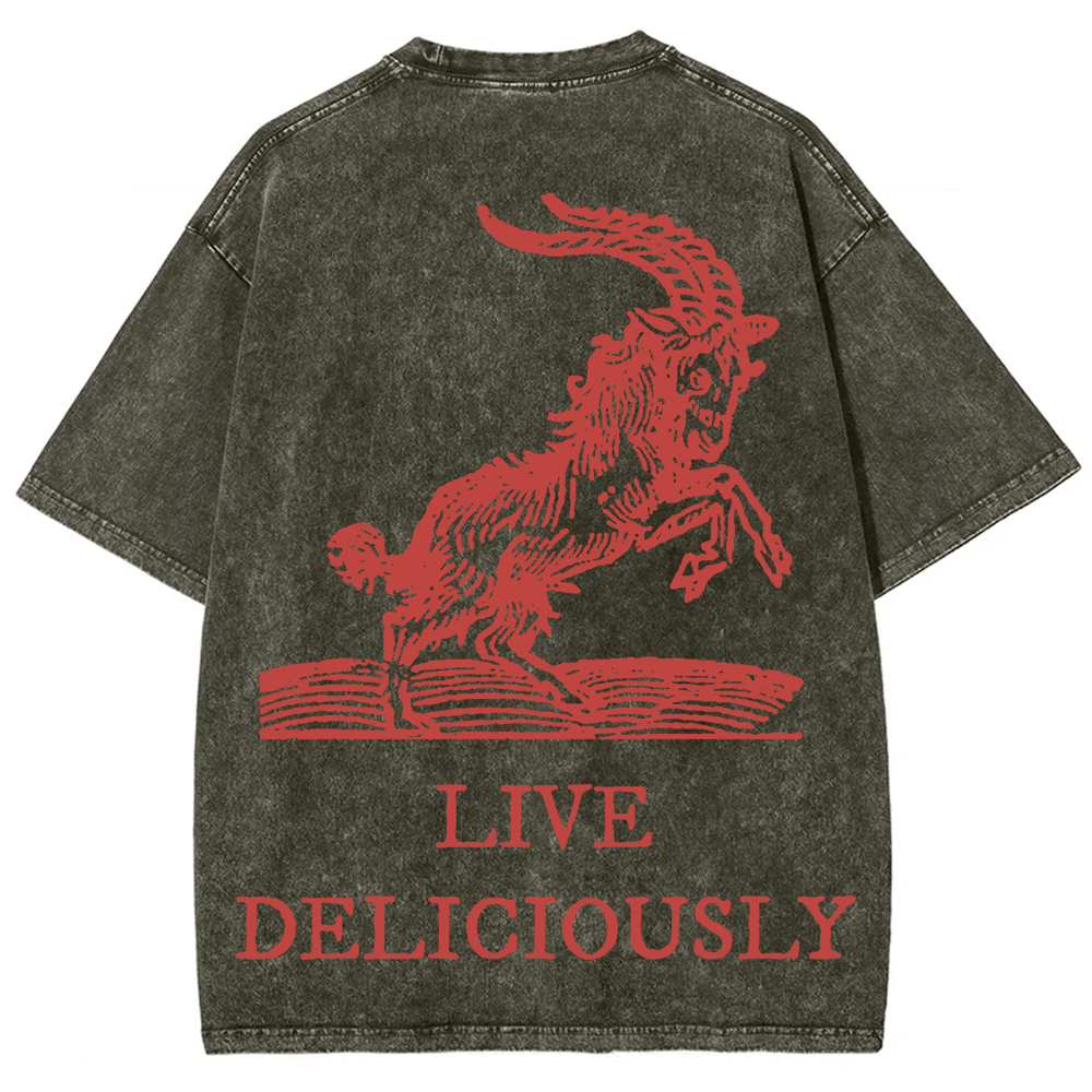 Unisex Vintage Washed The Witch Live Deliciously  T-Shirt