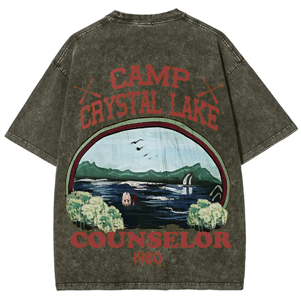 Unisex Camp Crystal Lake Print Crew Neck Casual T-Shirt